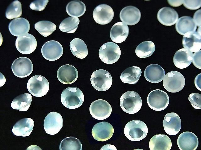 [Video] High Quality Sea Blue Chalcedony AAA Loose Stone Round Faceted 4x4mm 10pcs