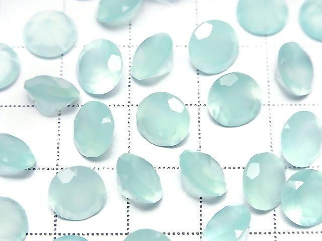 [Video] High Quality Sea Blue Chalcedony AAA Loose Stone Round Faceted 8x8mm 5pcs