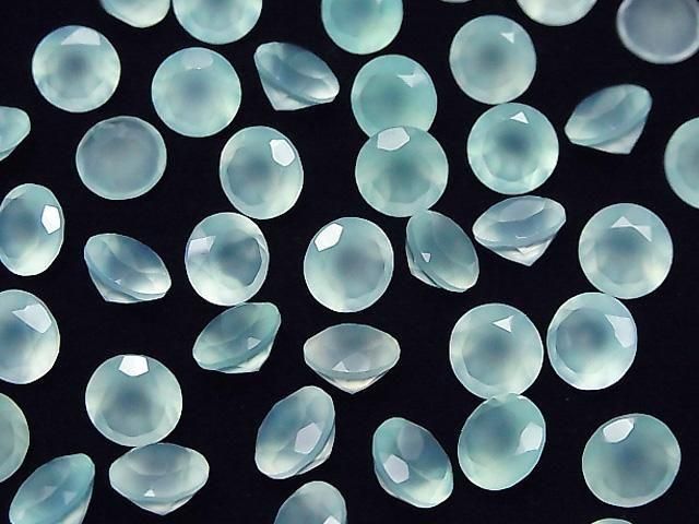 [Video] High Quality Sea Blue Chalcedony AAA Loose Stone Round Faceted 8x8mm 5pcs