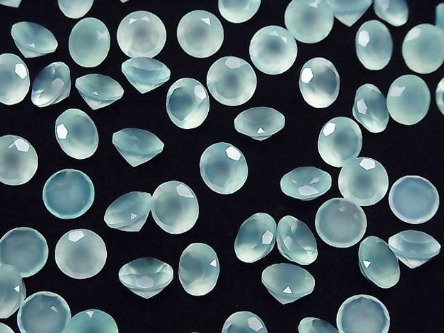 [Video] High Quality Sea Blue Chalcedony AAA Loose Stone Round Faceted 8x8mm 5pcs
