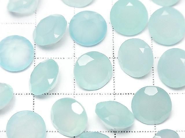 [Video] High Quality Sea Blue Chalcedony AAA Loose Stone Round Faceted 10x10mm 2pcs