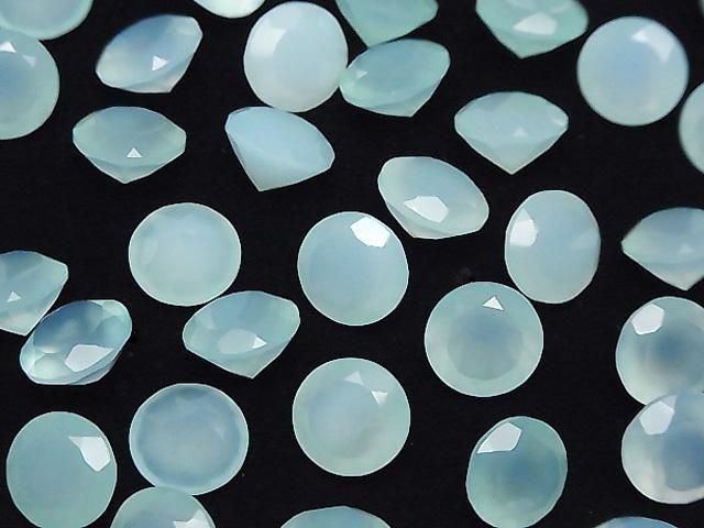 [Video] High Quality Sea Blue Chalcedony AAA Loose Stone Round Faceted 10x10mm 2pcs