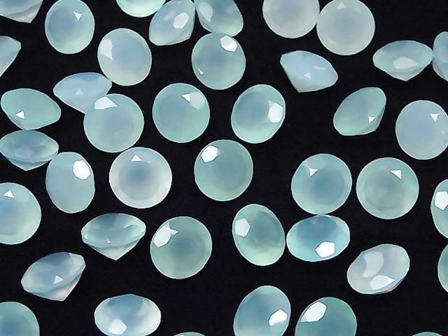 [Video] High Quality Sea Blue Chalcedony AAA Loose Stone Round Faceted 10x10mm 2pcs