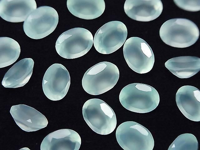 [Video] High Quality Sea Blue Chalcedony AAA Loose Stone Oval Faceted 8x6mm 5pcs
