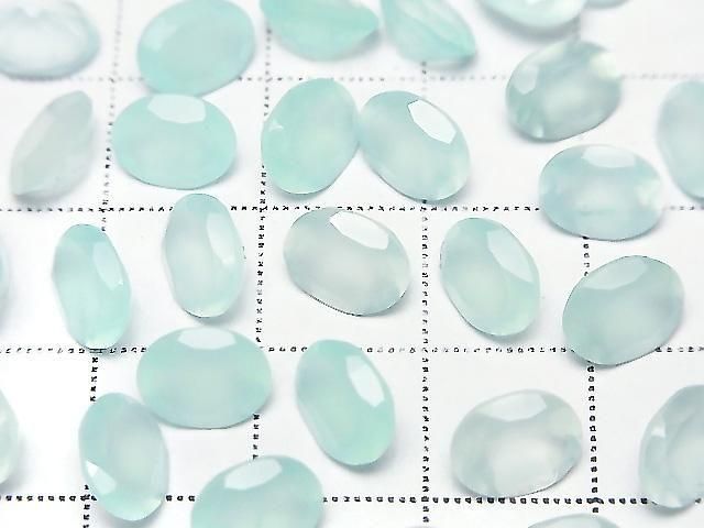 [Video] High Quality Sea Blue Chalcedony AAA Loose Stone Oval Faceted 8x6mm 5pcs