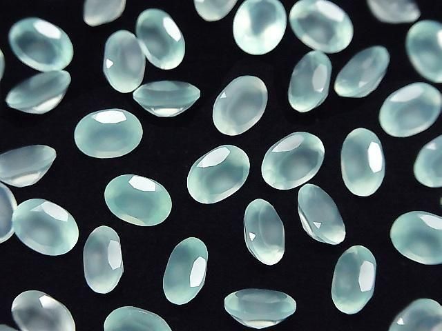 [Video] High Quality Sea Blue Chalcedony AAA Loose Stone Oval Faceted 8x6mm 5pcs