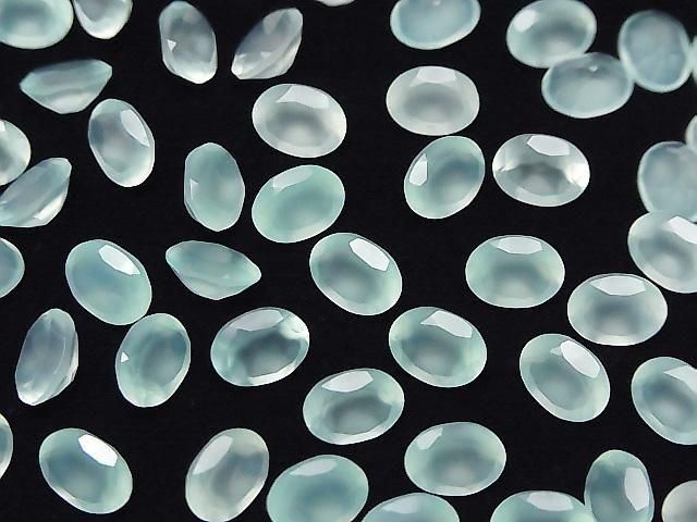 [Video] High Quality Sea Blue Chalcedony AAA Loose Stone Oval Faceted 8x6mm 5pcs