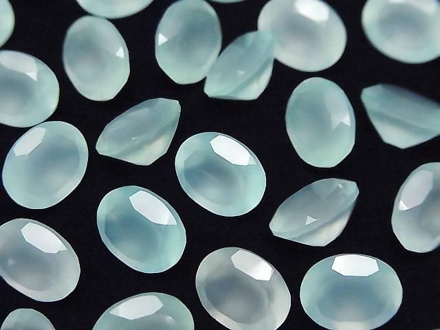 [Video] High Quality Sea Blue Chalcedony AAA Loose Stone Oval Faceted 10x8mm 3pcs