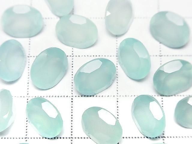 [Video] High Quality Sea Blue Chalcedony AAA Loose Stone Oval Faceted 10x8mm 3pcs