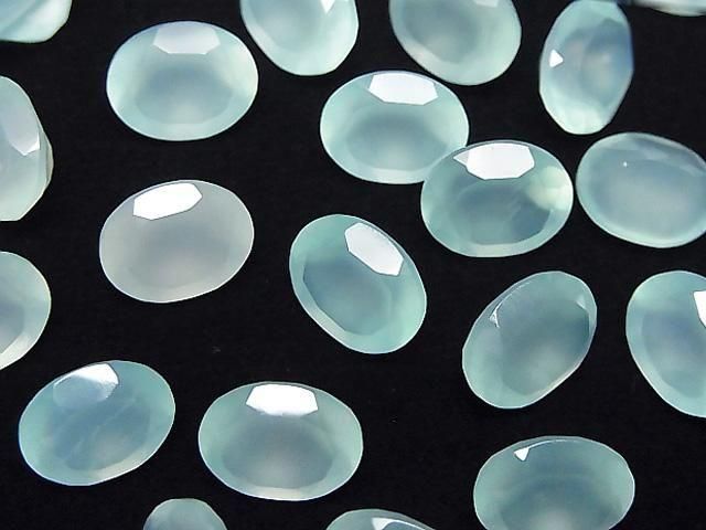 [Video] High Quality Sea Blue Chalcedony AAA Loose Stone Oval Faceted 10x8mm 3pcs