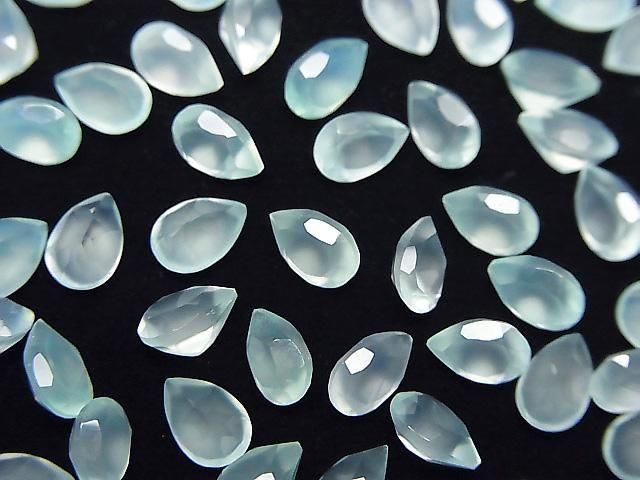 [Video] High Quality Sea Blue Chalcedony AAA Loose Stone Pear Shape Faceted 6x4mm 10pcs