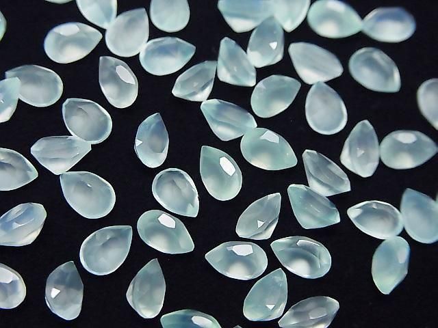 [Video] High Quality Sea Blue Chalcedony AAA Loose Stone Pear Shape Faceted 6x4mm 10pcs