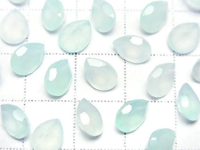 [Video] High Quality Sea Blue Chalcedony AAA Loose Stone Pear Shape Faceted 8x6mm 5pcs