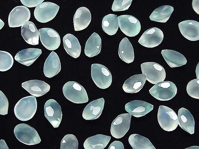 [Video] High Quality Sea Blue Chalcedony AAA Loose Stone Pear Shape Faceted 8x6mm 5pcs