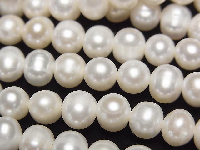 [Video] Fresh Water Pearl AA+ Potato 6-7mm White [1mm hole] 1 strand beads (approx. 14inch/34cm)