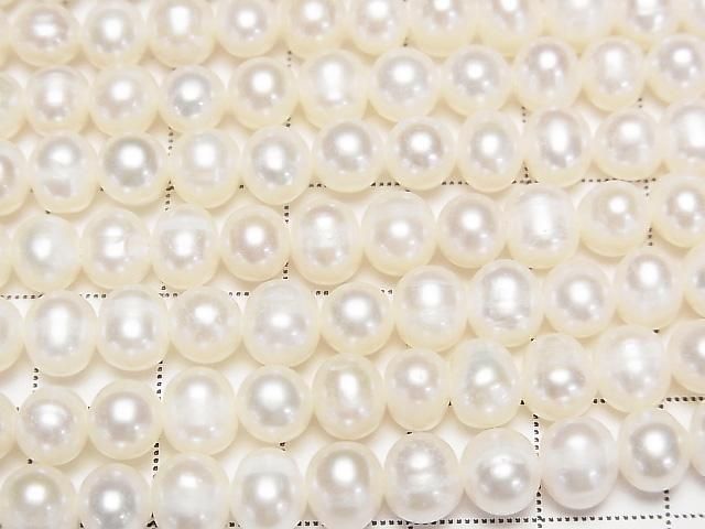[Video] Fresh Water Pearl AA+ Potato 6-7mm White [1mm hole] 1 strand beads (approx. 14inch/34cm)