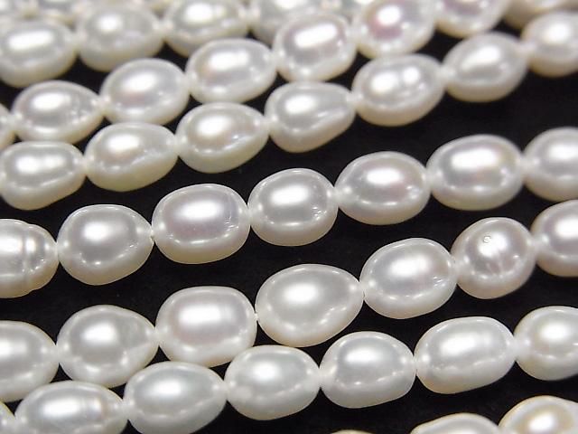 [Video] Fresh Water Pearl AA++ Rice 5x4x4mm White 1strand beads (approx. 15inch/36cm)
