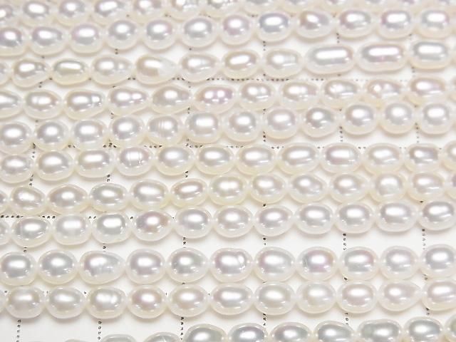 [Video] Fresh Water Pearl AA++ Rice 5x4x4mm White 1strand beads (approx. 15inch/36cm)
