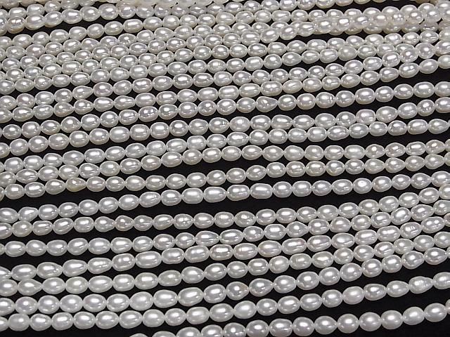 [Video] Fresh Water Pearl AA++ Rice 5x4x4mm White 1strand beads (approx. 15inch/36cm)