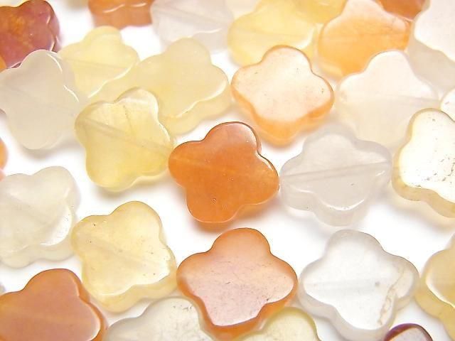 [Video] Orange & Yellow Aventurine Flower Motif 13x13mm 1strand beads (approx. 15inch/36cm)