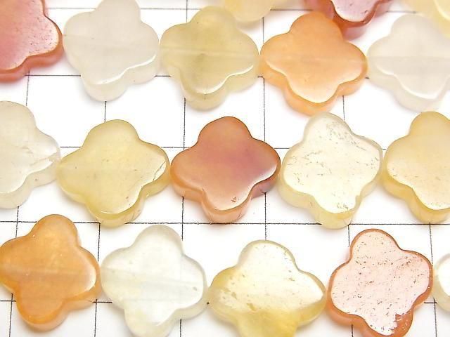 [Video] Orange & Yellow Aventurine Flower Motif 13x13mm 1strand beads (approx. 15inch/36cm)