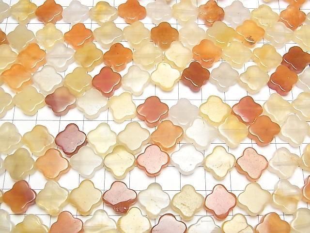 [Video] Orange & Yellow Aventurine Flower Motif 13x13mm 1strand beads (approx. 15inch/36cm)