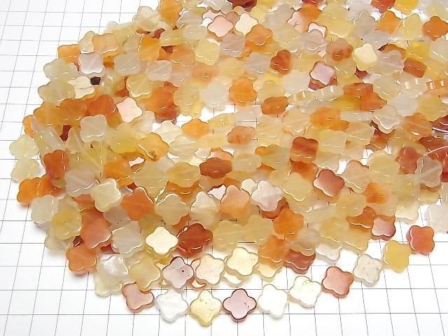 [Video] Orange & Yellow Aventurine Flower Motif 13x13mm 1strand beads (approx. 15inch/36cm)