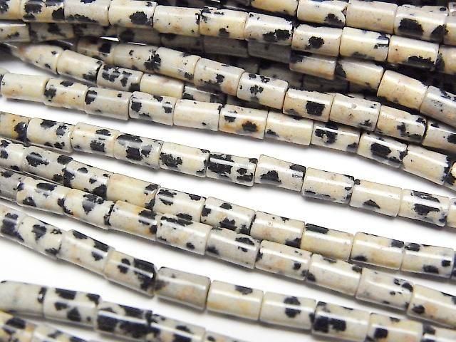 [Video] Dalmatian Jasper Tube 5x3x3mm 1strand beads (approx. 15inch/36cm)