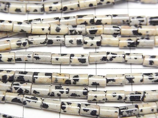 [Video] Dalmatian Jasper Tube 5x3x3mm 1strand beads (approx. 15inch/36cm)