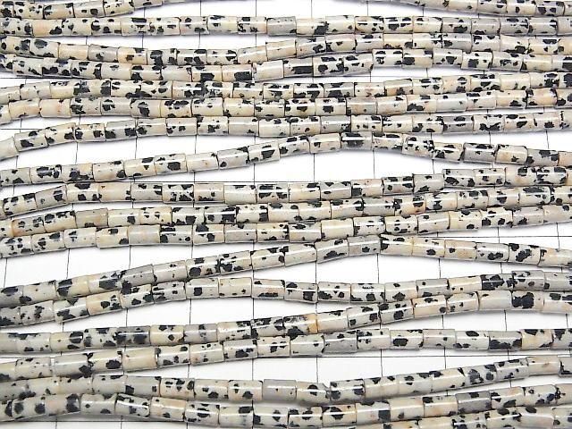 [Video] Dalmatian Jasper Tube 5x3x3mm 1strand beads (approx. 15inch/36cm)