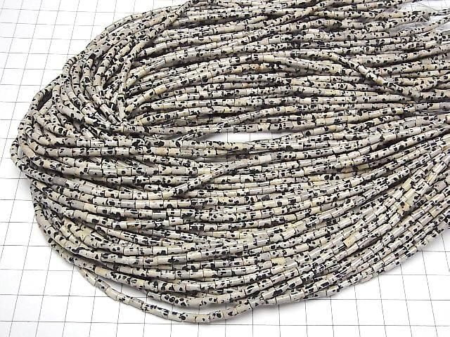 [Video] Dalmatian Jasper Tube 5x3x3mm 1strand beads (approx. 15inch/36cm)