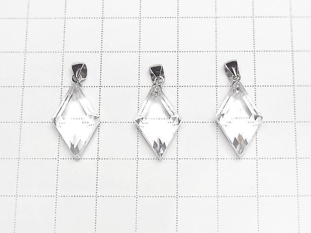 [Video] High Quality Crystal AAA Diamond Shape Pendant 20x12mm Silver925