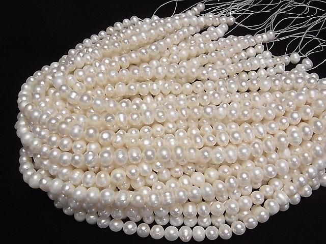 [Video] Fresh Water Pearl AA+ Potato 8-9mm White 1strand beads (approx. 14inch/34cm)