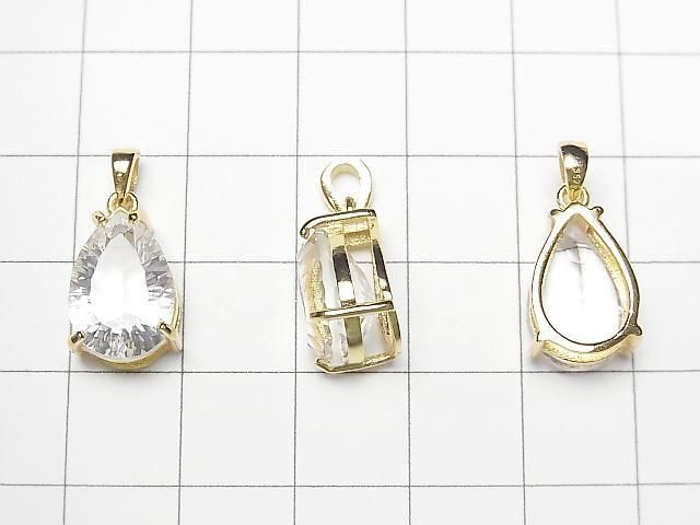 [Video] Crystal AAA Pear Shape Concave Cut Pendant 14x9.5mm 18KGP 1pc