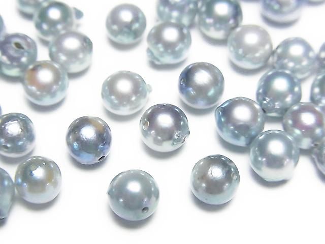 [Video] Japanese Akoya Pearls AA++ Round 5-5.5mm Silver Blue [Drilled Hole] 5pcs