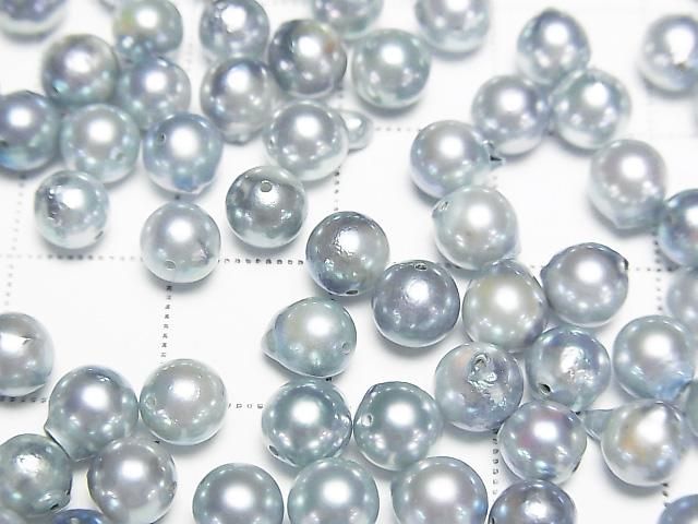 [Video] Japanese Akoya Pearls AA++ Round 5-5.5mm Silver Blue [Drilled Hole] 5pcs