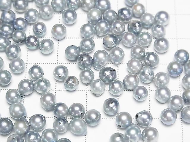 [Video] Japanese Akoya Pearls AA++ Round 5-5.5mm Silver Blue [Drilled Hole] 5pcs