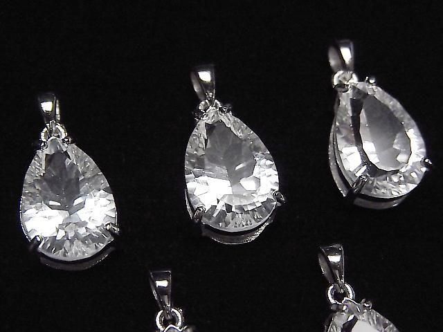 [Video] Crystal AAA Pear Shape Concave Cut Pendant 14x9.5mm Silver925 1pc