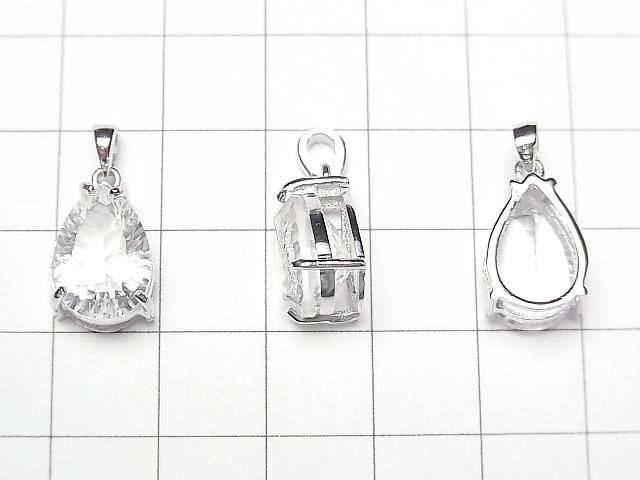 [Video] Crystal AAA Pear Shape Concave Cut Pendant 14x9.5mm Silver925 1pc