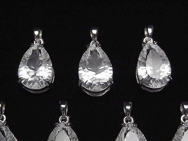 [Video] Crystal AAA Pear Shape Concave Cut Pendant 14x9.5mm Silver925 1pc
