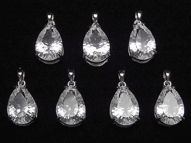 [Video] Crystal AAA Pear Shape Concave Cut Pendant 14x9.5mm Silver925 1pc