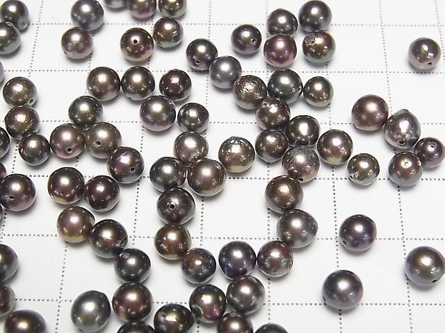 [Video] Japanese Akoya Pearls AA++ Semi Round 5-5.8mm Metallic Brown [Drilled Hole] 3pcs