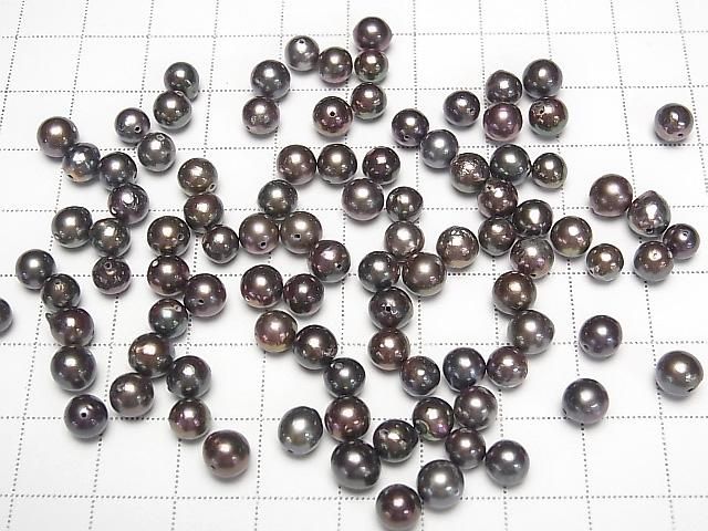 [Video] Japanese Akoya Pearls AA++ Semi Round 5-5.8mm Metallic Brown [Drilled Hole] 3pcs