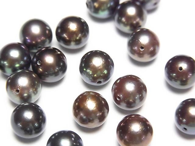 [Video] Japanese Akoya Pearls AA++ Semi Round 6.5-6.8mm Metallic Brown [Drilled Hole] 3pcs