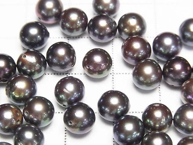 [Video] Japanese Akoya Pearls AA++ Semi Round 6.5-6.8mm Metallic Brown [Drilled Hole] 3pcs