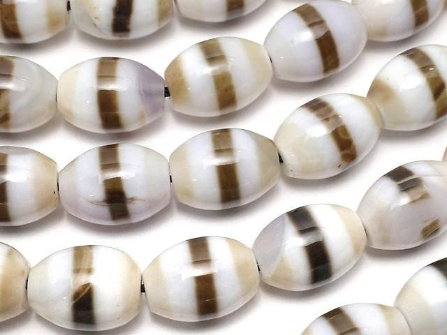 [Video] Line dZi Bead (Sentenju) Rice 13x9mm 1strand beads (approx. 15inch/36cm)