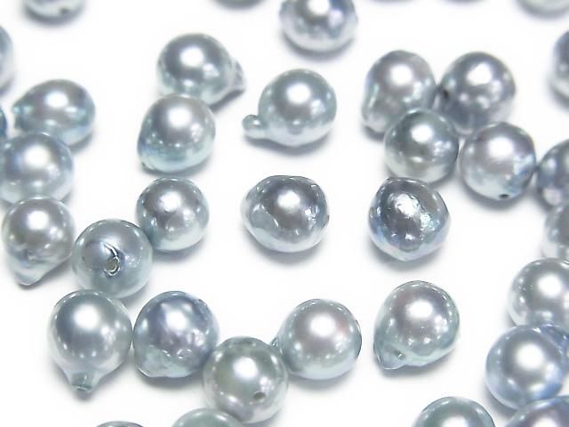 [Video] Japanese Akoya Pearls AA++ Semi Drop 5.5-5.8mm Silver Blue [Drilled Hole] 5pcs