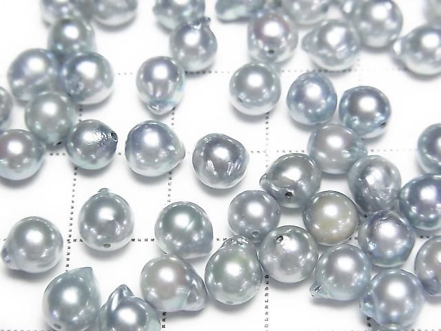 [Video] Japanese Akoya Pearls AA++ Semi Drop 5.5-5.8mm Silver Blue [Drilled Hole] 5pcs