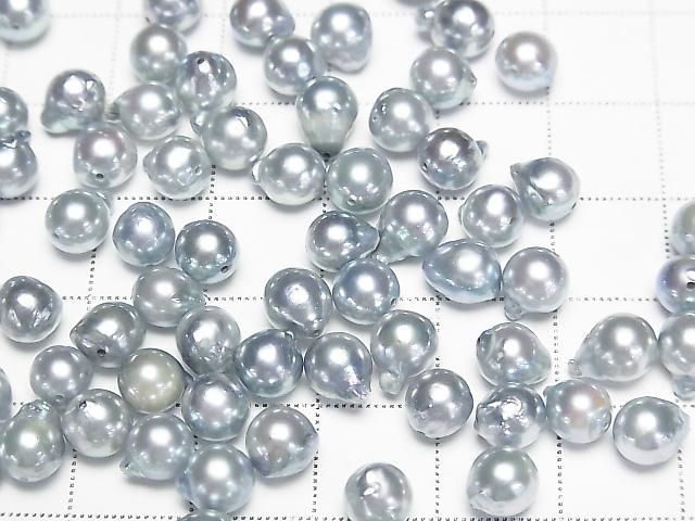 [Video] Japanese Akoya Pearls AA++ Semi Drop 5.5-5.8mm Silver Blue [Drilled Hole] 5pcs