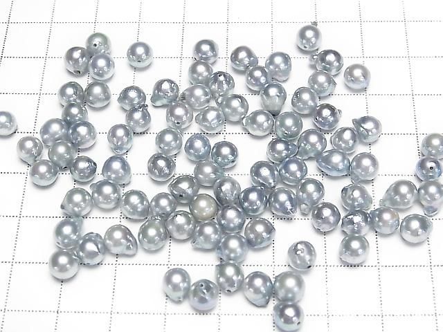 [Video] Japanese Akoya Pearls AA++ Semi Drop 5.5-5.8mm Silver Blue [Drilled Hole] 5pcs
